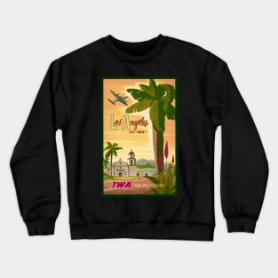 Restored Vintage TWA Travel To Los Angeles Poster Print Crewneck Sweatshirt